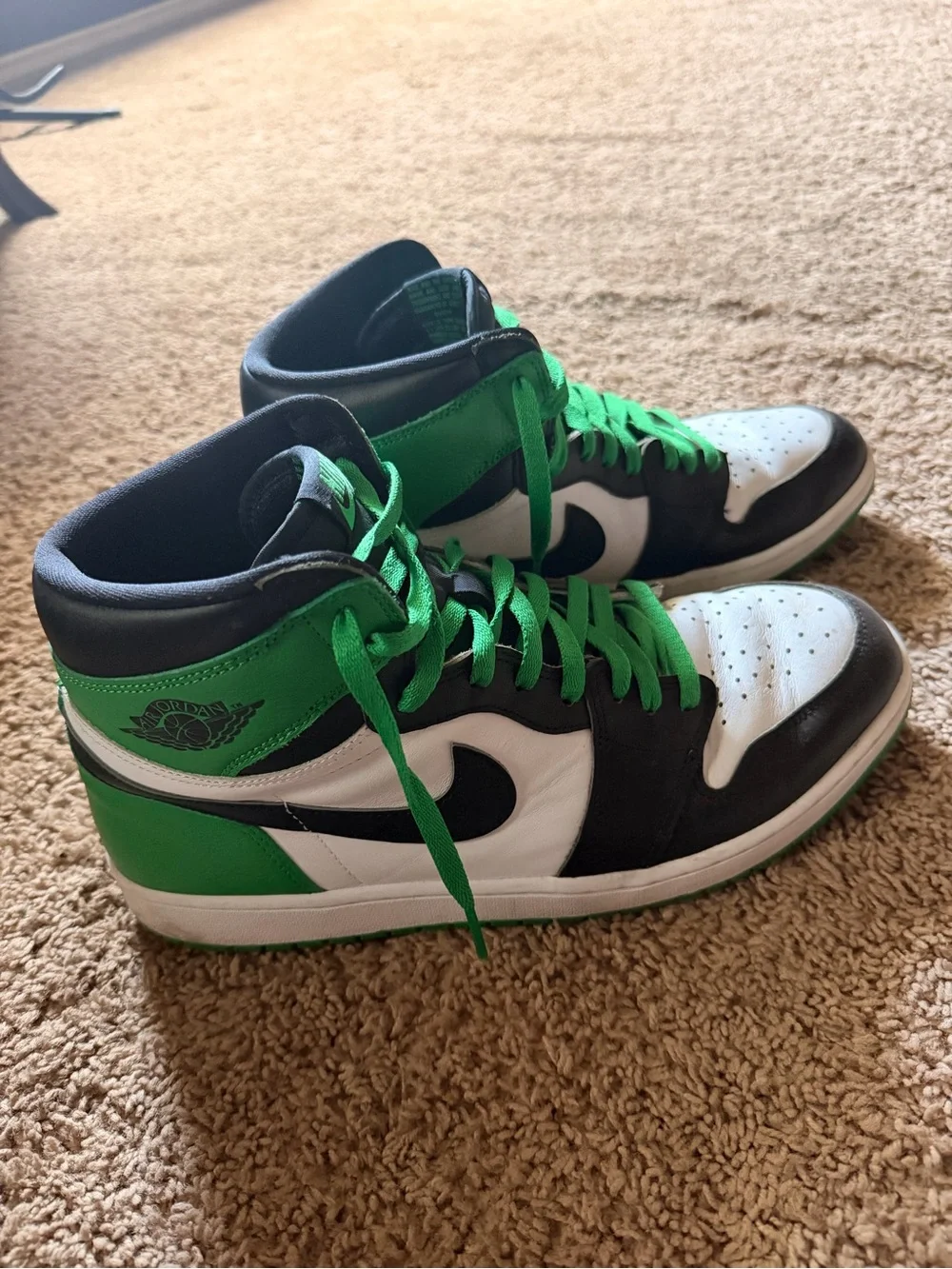 Jordan Men’s High-Top Sneakers in Green, Black & White